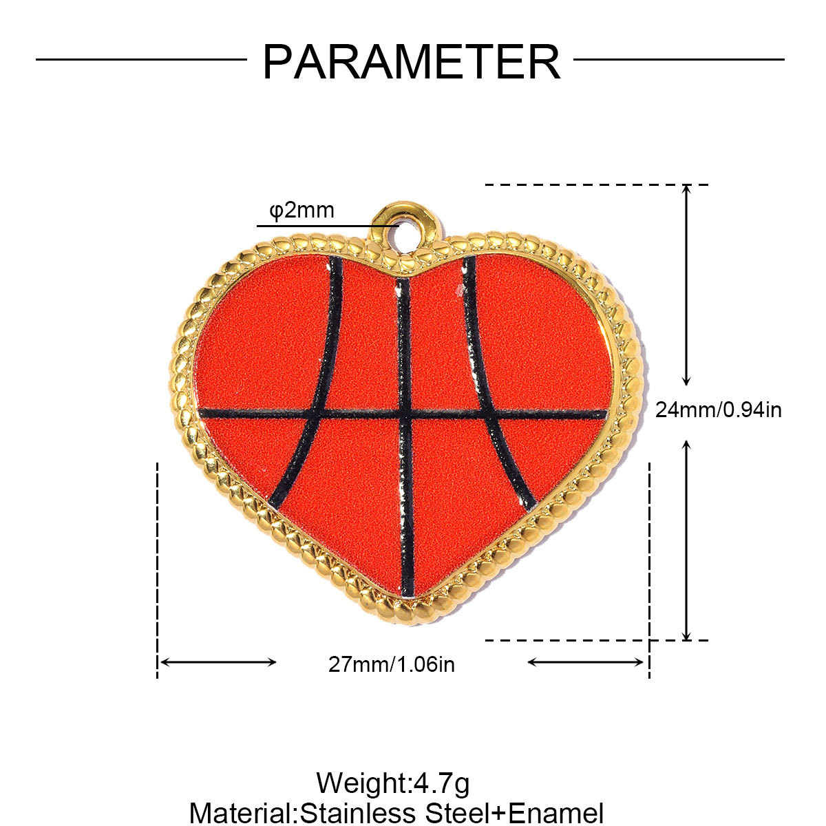 6pcs/pack Fashion Stainless Steel Basketball Tennis DIY Charms Heart Shaped Trophy Necklace Pendants Sporty Style Jewelry Wholesale