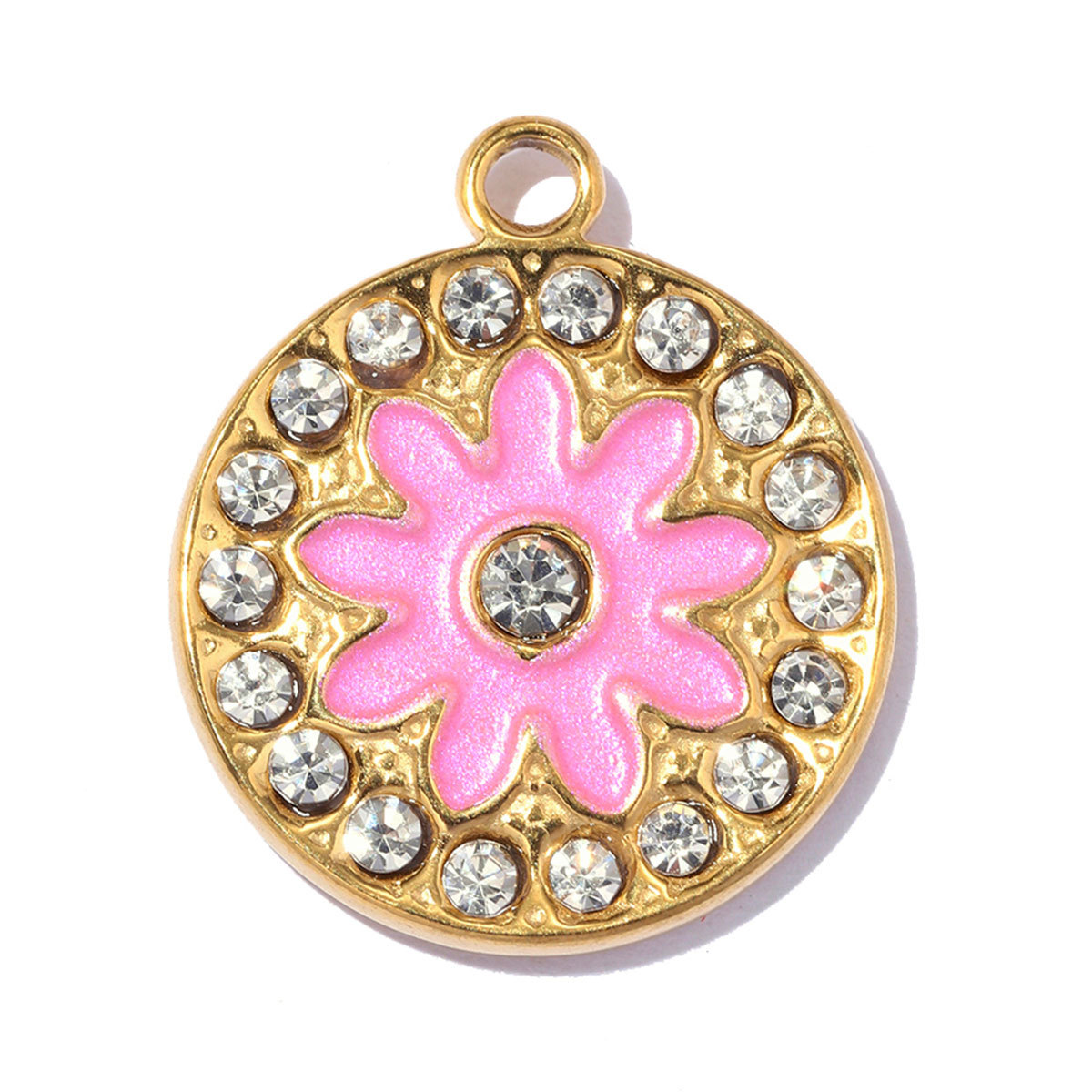 6pcs/pack Stainless Steel Rhinestone Flower DIY Earring Charms Enamel Star Moon Necklace Pendants Heart Shoe Accessory Wholesale