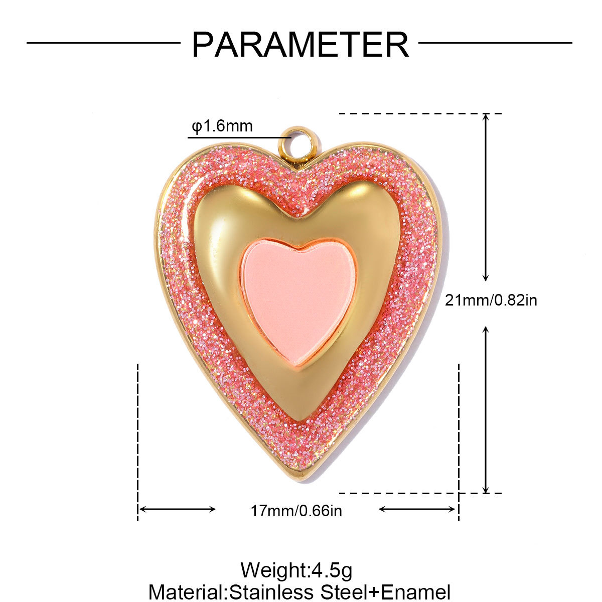 6pcs/pack Stainless Steel Rhinestone Flower DIY Earring Charms Enamel Star Moon Necklace Pendants Heart Shoe Accessory Wholesale