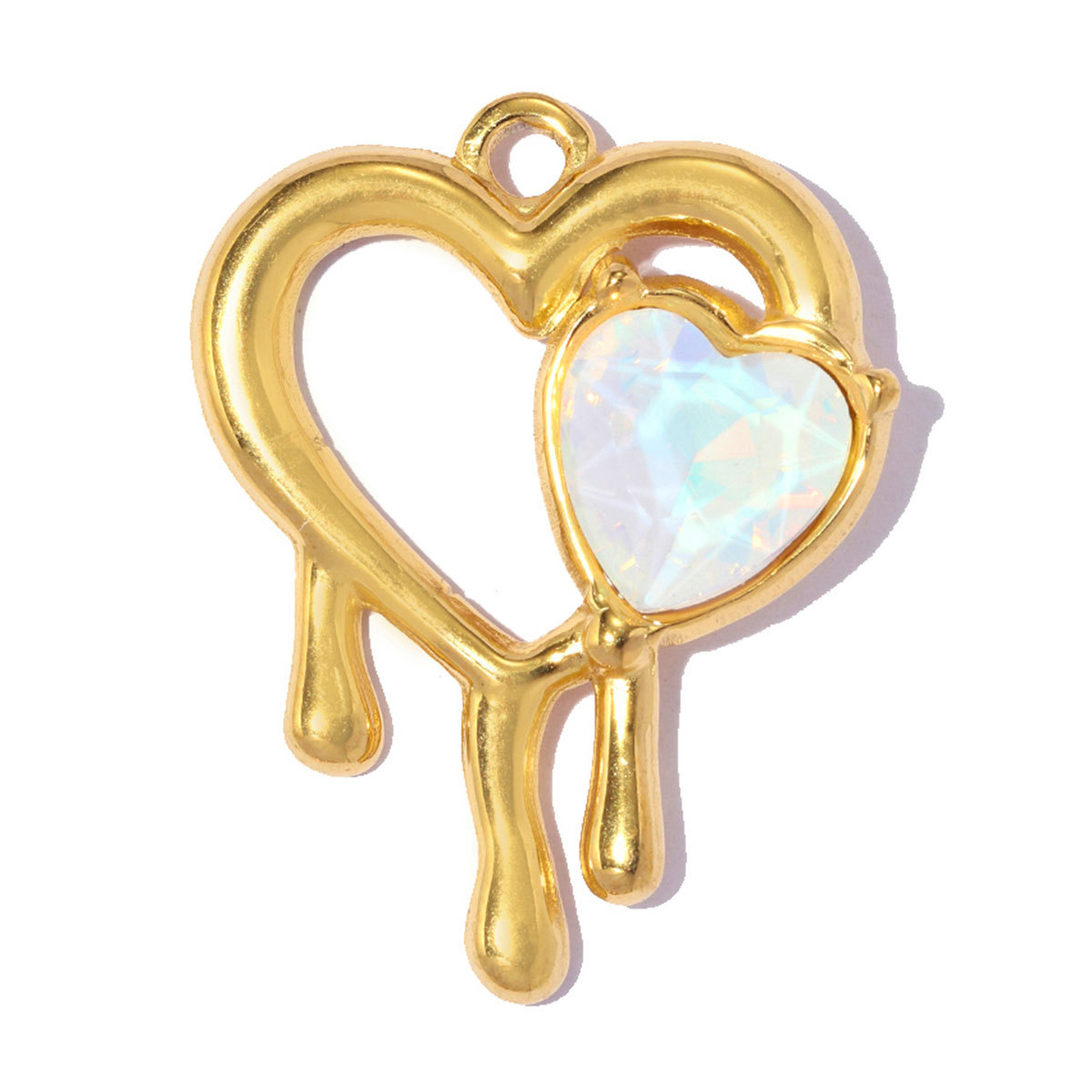6pcs/pack Stainless Steel Rhinestone Love Heart DIY Earring Charms Flower Key Necklace Pendants Enamel Shoe Accessory Wholesale