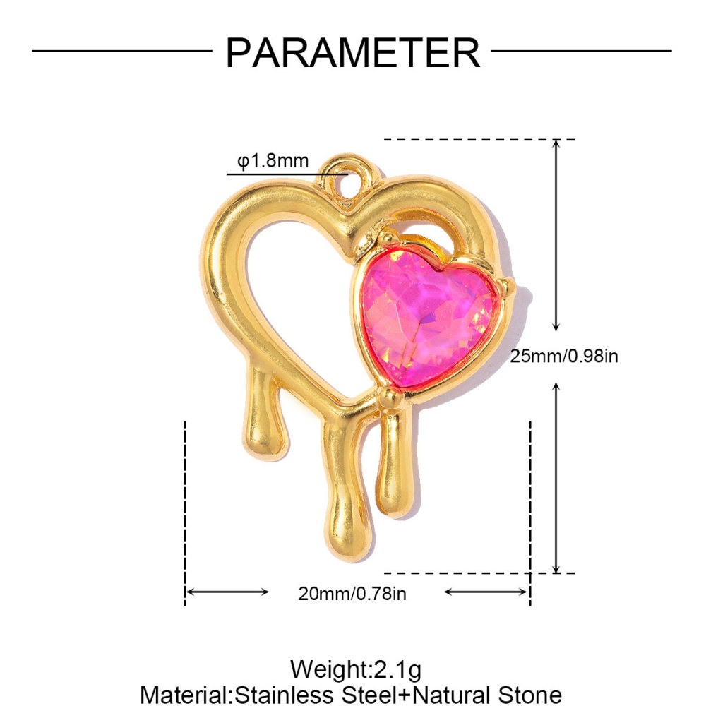 6pcs/pack Stainless Steel Rhinestone Love Heart DIY Earring Charms Flower Key Necklace Pendants Enamel Shoe Accessory Wholesale