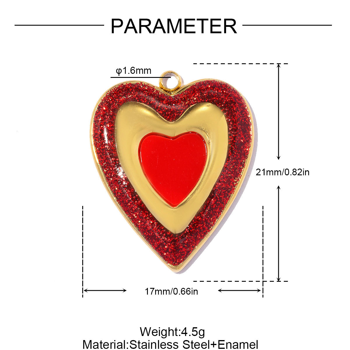 6pcs/pack Stainless Steel Rhinestone Love Heart DIY Earring Charms Flower Key Necklace Pendants Enamel Shoe Accessory Wholesale