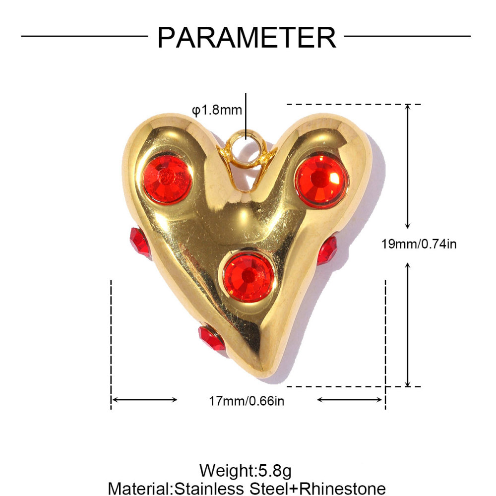 6pcs/pack Stainless Steel Rhinestone Love Heart DIY Earring Charms Flower Key Necklace Pendants Enamel Shoe Accessory Wholesale