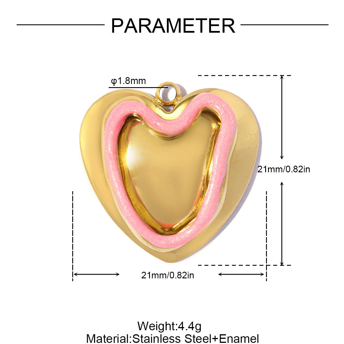 6pcs/pack Stainless Steel Rhinestone Te Quiero MAMA DIY Charm Enamel Love Heart Necklace Pendant Woman Mother'Day Gift Jewelry