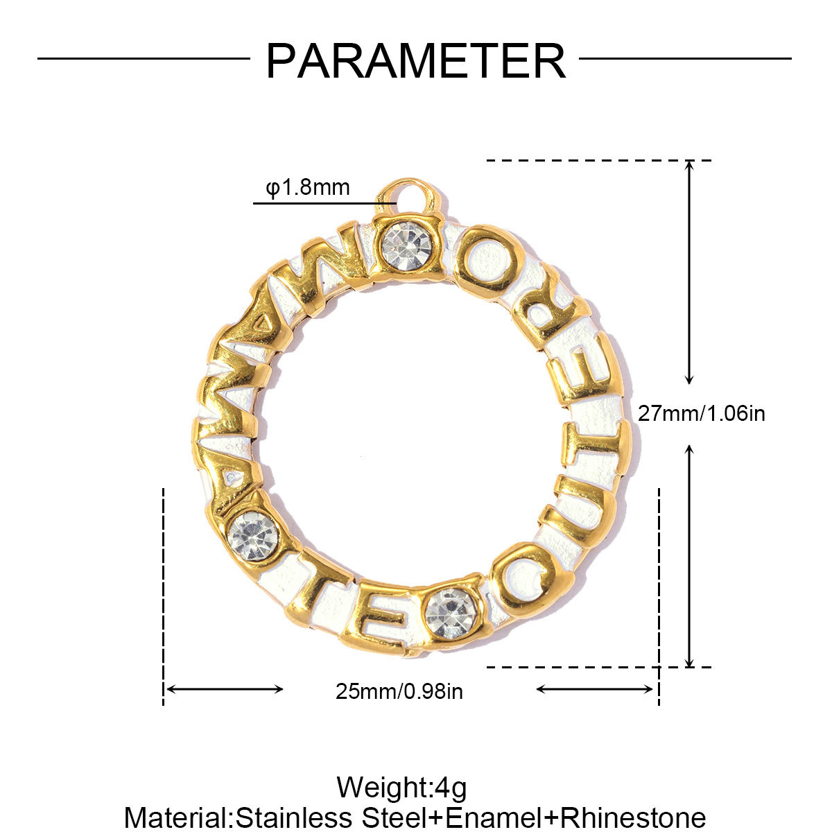 6pcs/pack Stainless Steel Rhinestone Te Quiero MAMA DIY Charm Enamel Love Heart Necklace Pendant Woman Mother'Day Gift Jewelry