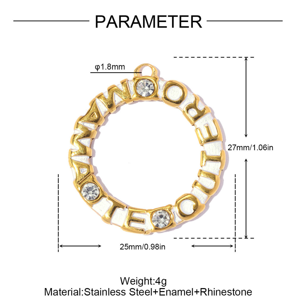 6pcs/pack Stainless Steel Rhinestone Te Quiero MAMA DIY Charm Enamel Love Heart Necklace Pendant Woman Mother'Day Gift Jewelry