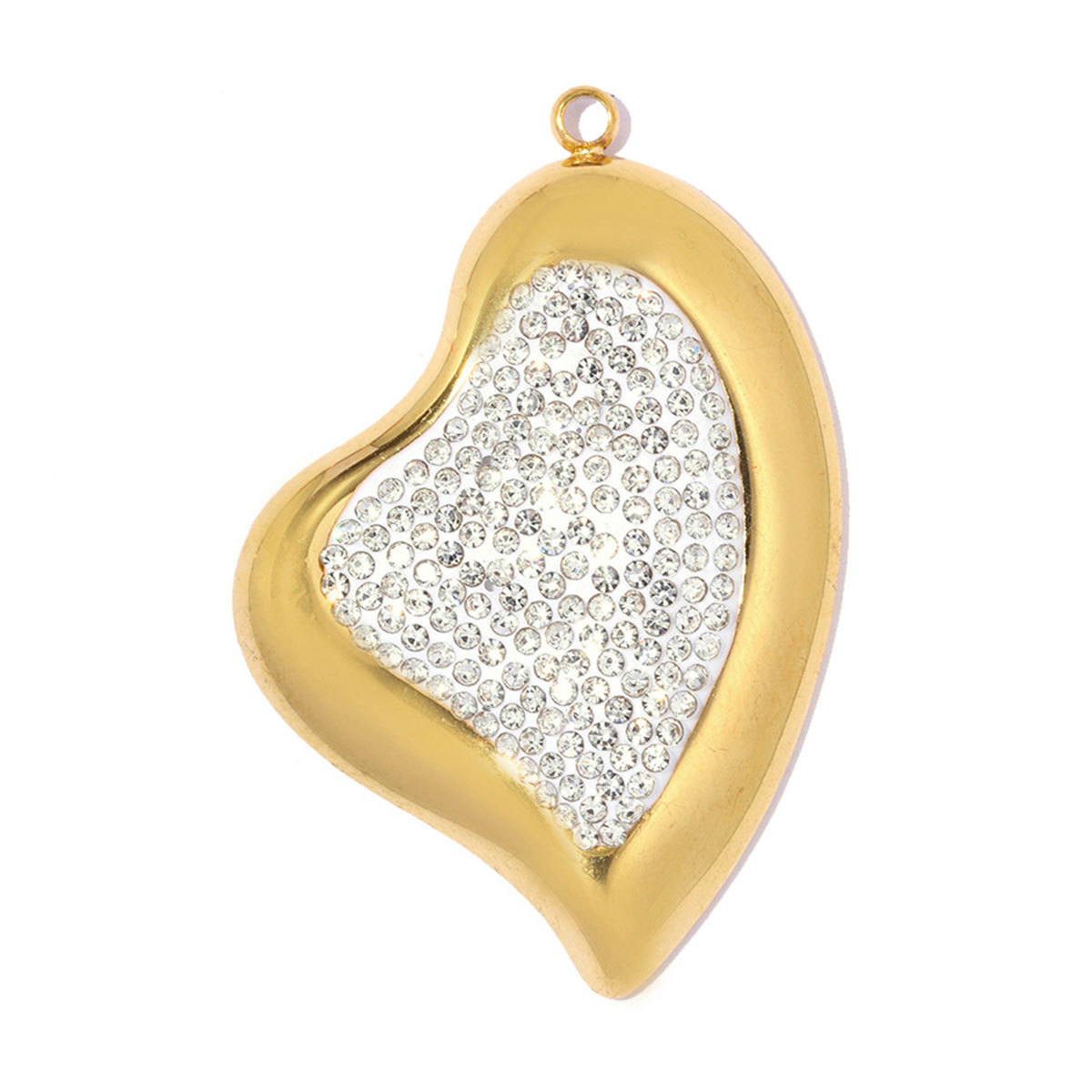 6pcs/pack Stainless Steel Rhinestone Leaf DIY Earring Charms Sparkling Love Heart Necklace Pendant Woman Flower Jewelry Wholesale