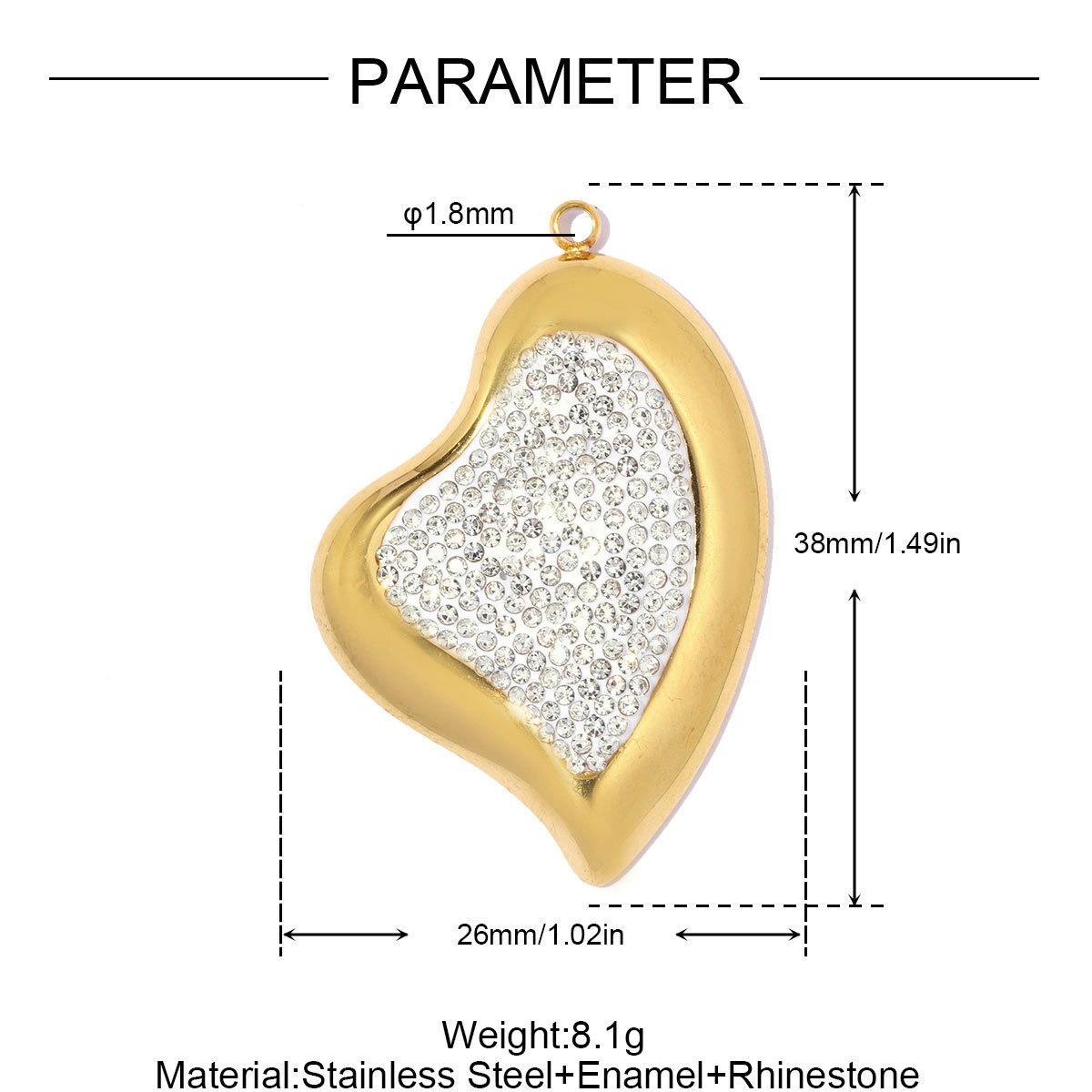 6pcs/pack Stainless Steel Rhinestone Leaf DIY Earring Charms Sparkling Love Heart Necklace Pendant Woman Flower Jewelry Wholesale