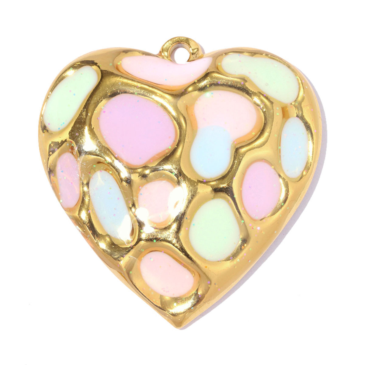 6pcs/pack Stainless Steel Rhinestone Leaf DIY Earring Charms Sparkling Love Heart Necklace Pendant Woman Flower Jewelry Wholesale