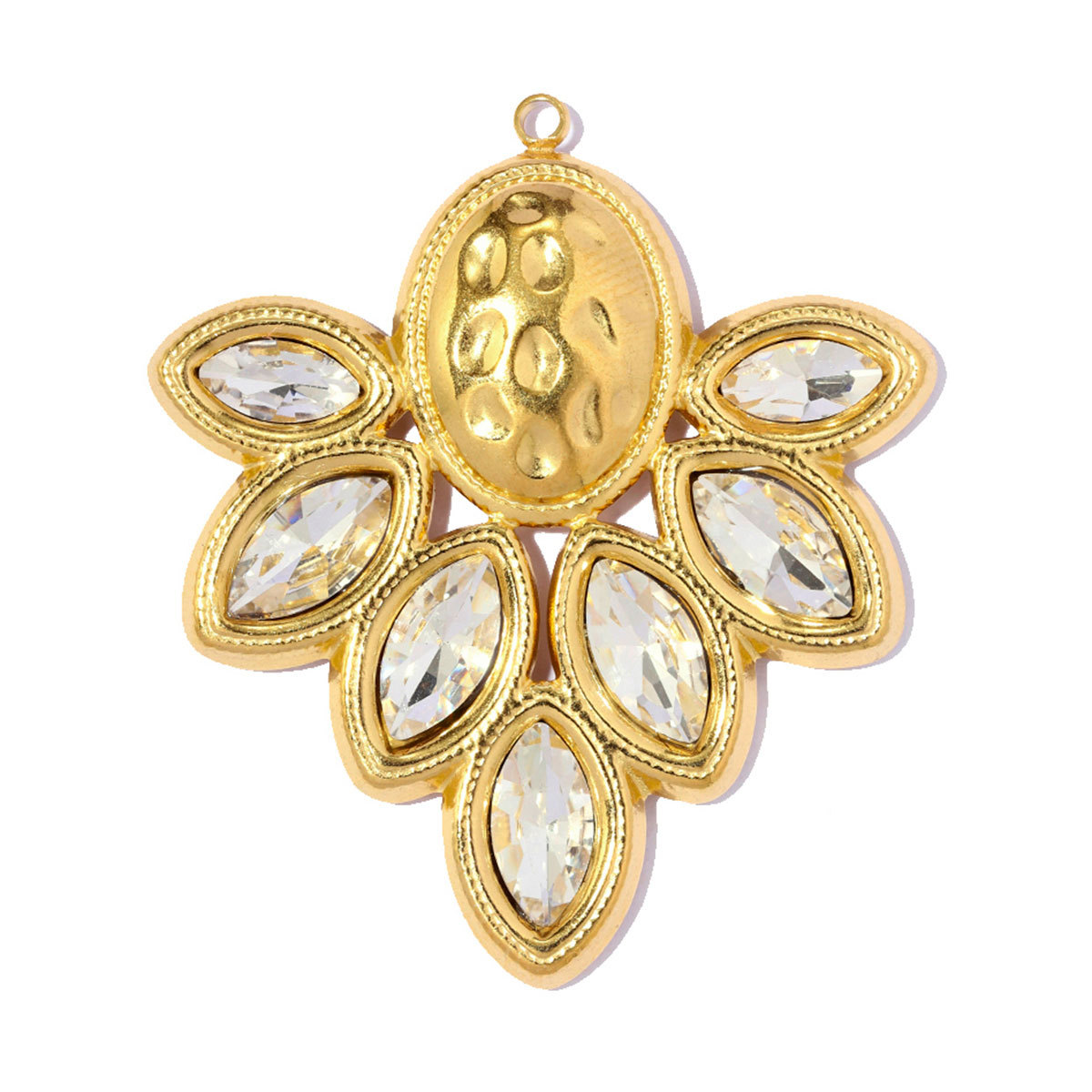 6pcs/pack Stainless Steel Rhinestone Leaf DIY Earring Charms Sparkling Love Heart Necklace Pendant Woman Flower Jewelry Wholesale