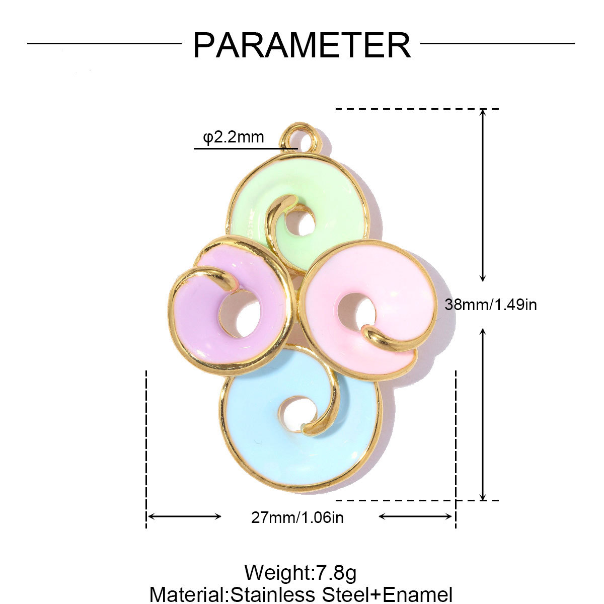 6pcs/pack Stainless Steel Rhinestone Leaf DIY Earring Charms Sparkling Love Heart Necklace Pendant Woman Flower Jewelry Wholesale