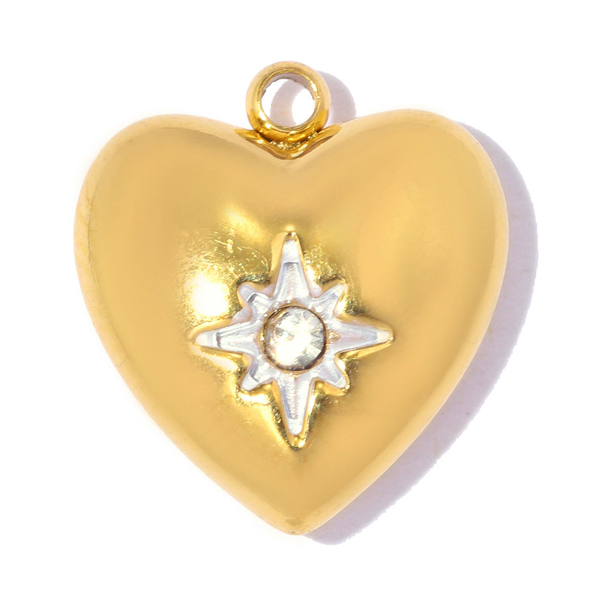 6pcs/pack Stainless Steel Rhinestone Star Lock DIY Bracelet Charm Red Bean Ring Necklace Pendant Woman Wing Heart Jewelry Wholesale