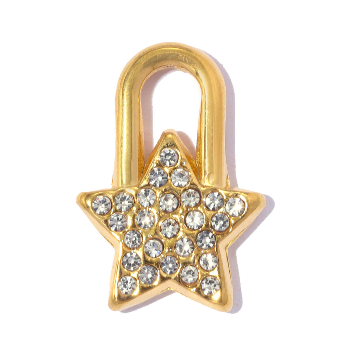 6pcs/pack Stainless Steel Rhinestone Star Lock DIY Bracelet Charm Red Bean Ring Necklace Pendant Woman Wing Heart Jewelry Wholesale