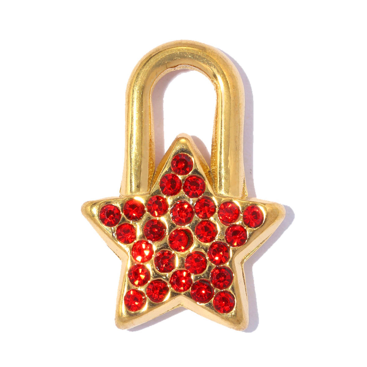 6pcs/pack Stainless Steel Rhinestone Star Lock DIY Bracelet Charm Red Bean Ring Necklace Pendant Woman Wing Heart Jewelry Wholesale