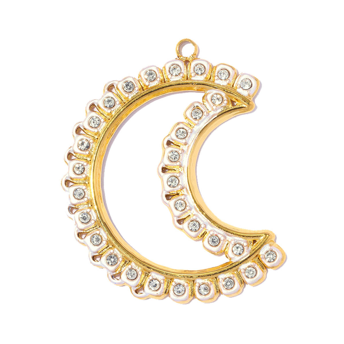 6pcs/pack Stainless Steel Rhinestone Crescent Moon DIY Earring Charm Enamel Sun Star Necklace Pendant Woman Heart Jewelry Wholesale