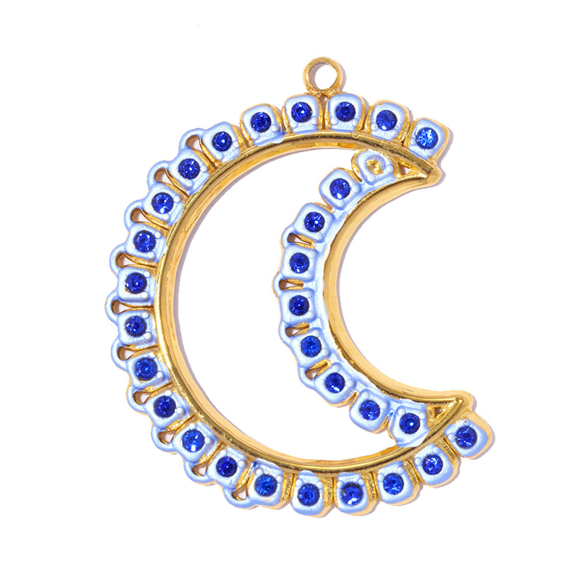 6pcs/pack Stainless Steel Rhinestone Crescent Moon DIY Earring Charm Enamel Sun Star Necklace Pendant Woman Heart Jewelry Wholesale