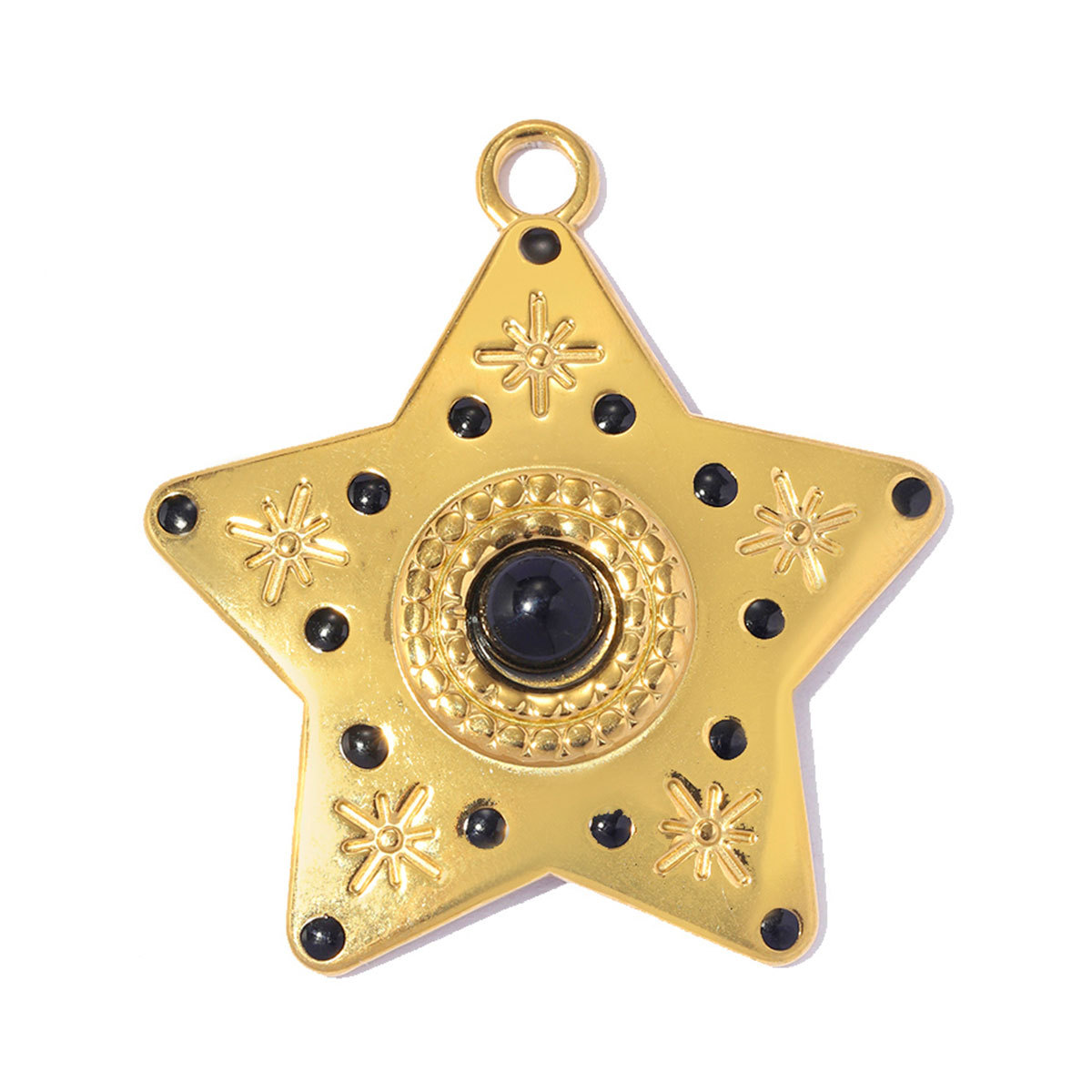 6pcs/pack Stainless Steel Rhinestone Crescent Moon DIY Earring Charm Enamel Sun Star Necklace Pendant Woman Heart Jewelry Wholesale