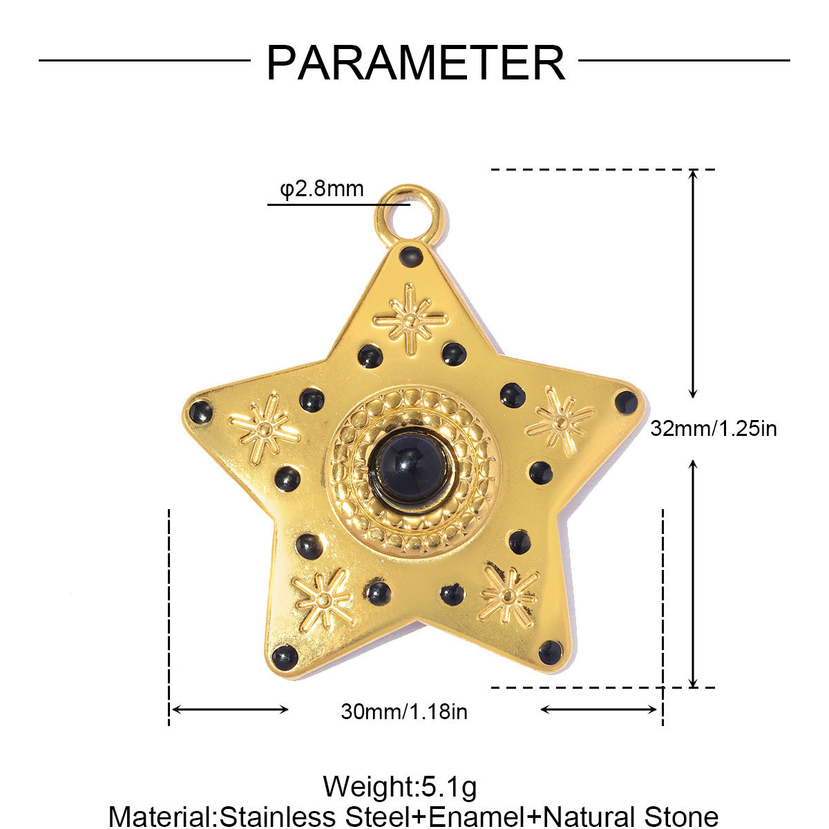 6pcs/pack Stainless Steel Rhinestone Crescent Moon DIY Earring Charm Enamel Sun Star Necklace Pendant Woman Heart Jewelry Wholesale