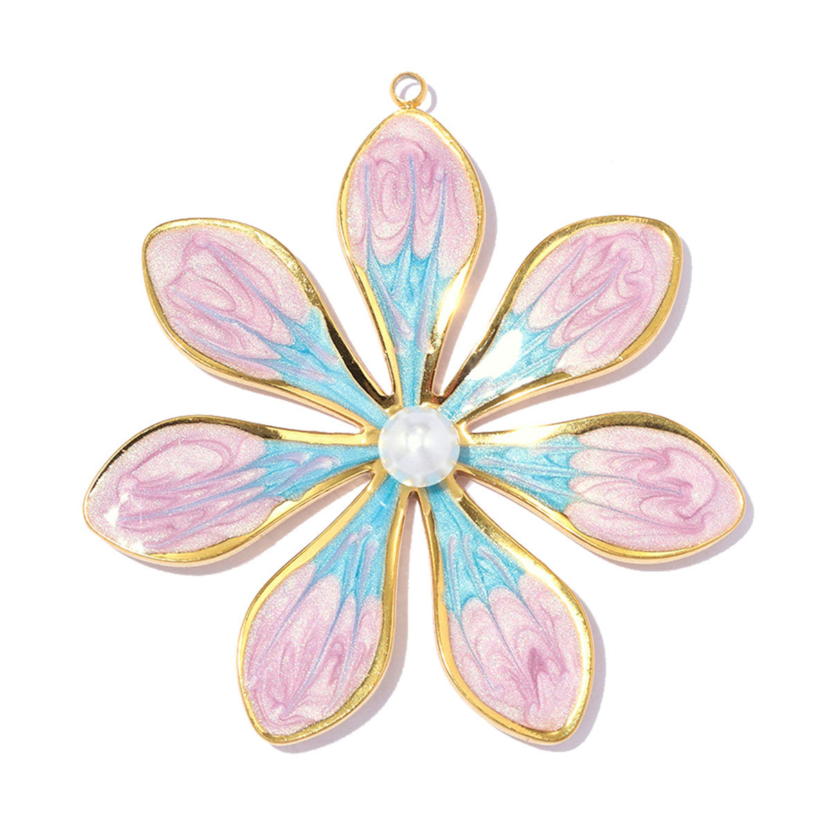 6pcs/pack Stainless Steel Enamel Evil Eye Cross DIY Earring Charms Natural Stone Sun Necklace Pendant Woman Flower Jewelry Wholesale