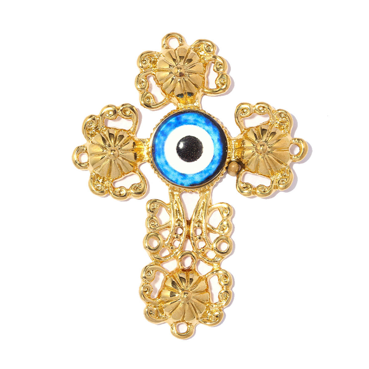 6pcs/pack Stainless Steel Enamel Evil Eye Cross DIY Earring Charms Natural Stone Sun Necklace Pendant Woman Flower Jewelry Wholesale