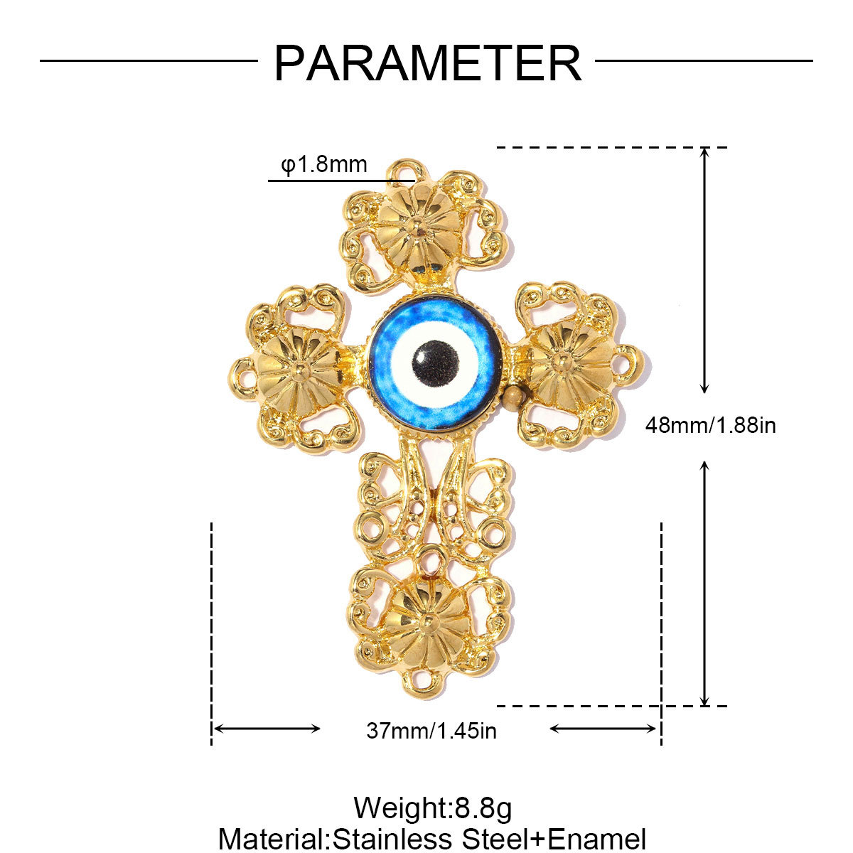 6pcs/pack Stainless Steel Enamel Evil Eye Cross DIY Earring Charms Natural Stone Sun Necklace Pendant Woman Flower Jewelry Wholesale
