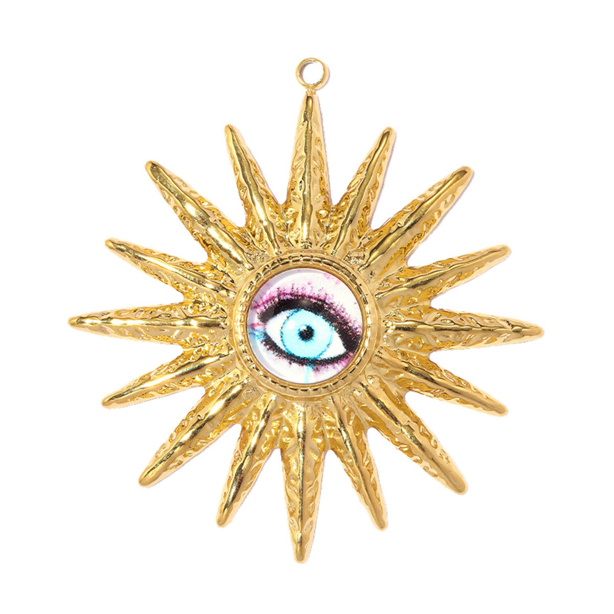 6pcs/pack Stainless Steel Enamel Evil Eye Cross DIY Earring Charms Natural Stone Sun Necklace Pendant Woman Flower Jewelry Wholesale