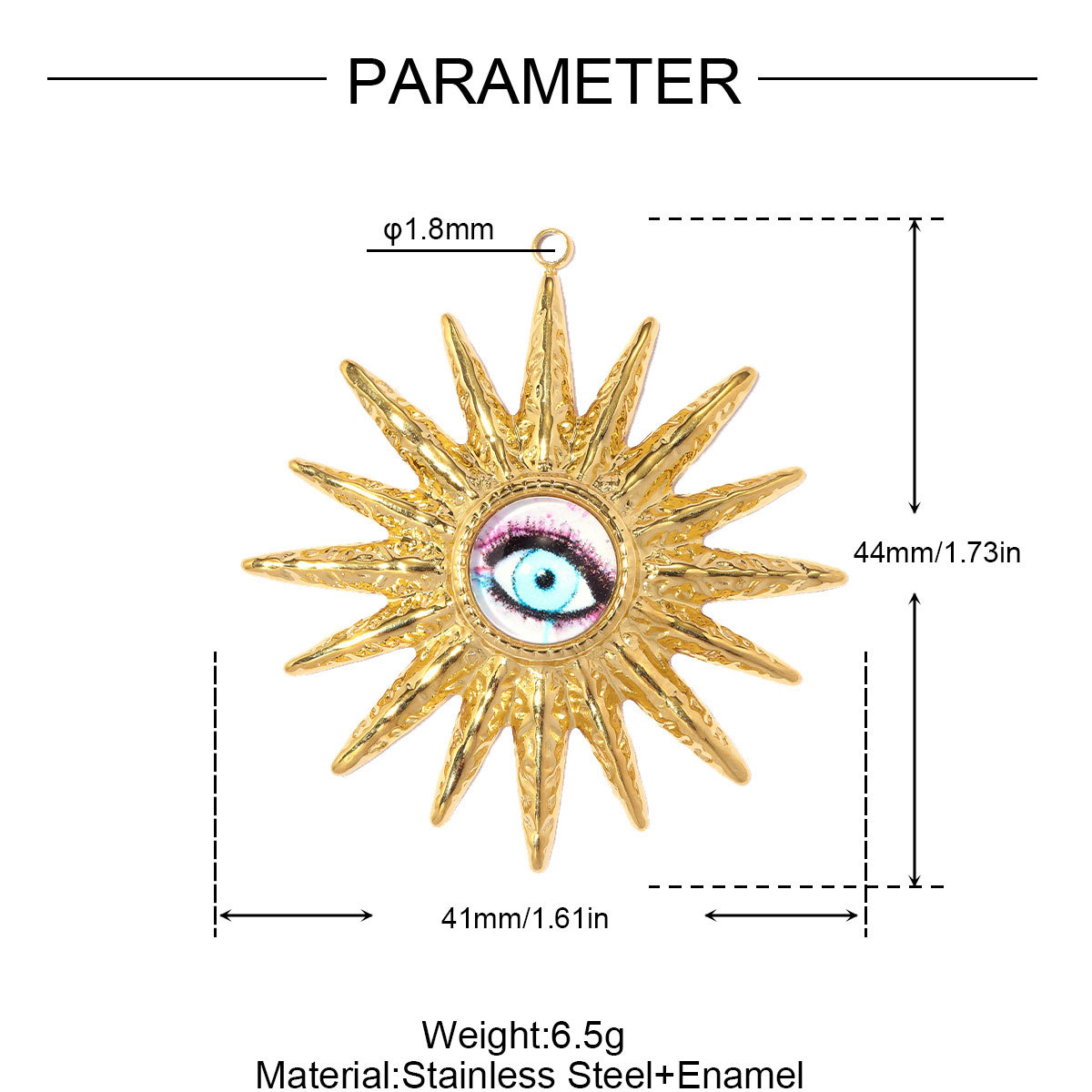 6pcs/pack Stainless Steel Enamel Evil Eye Cross DIY Earring Charms Natural Stone Sun Necklace Pendant Woman Flower Jewelry Wholesale