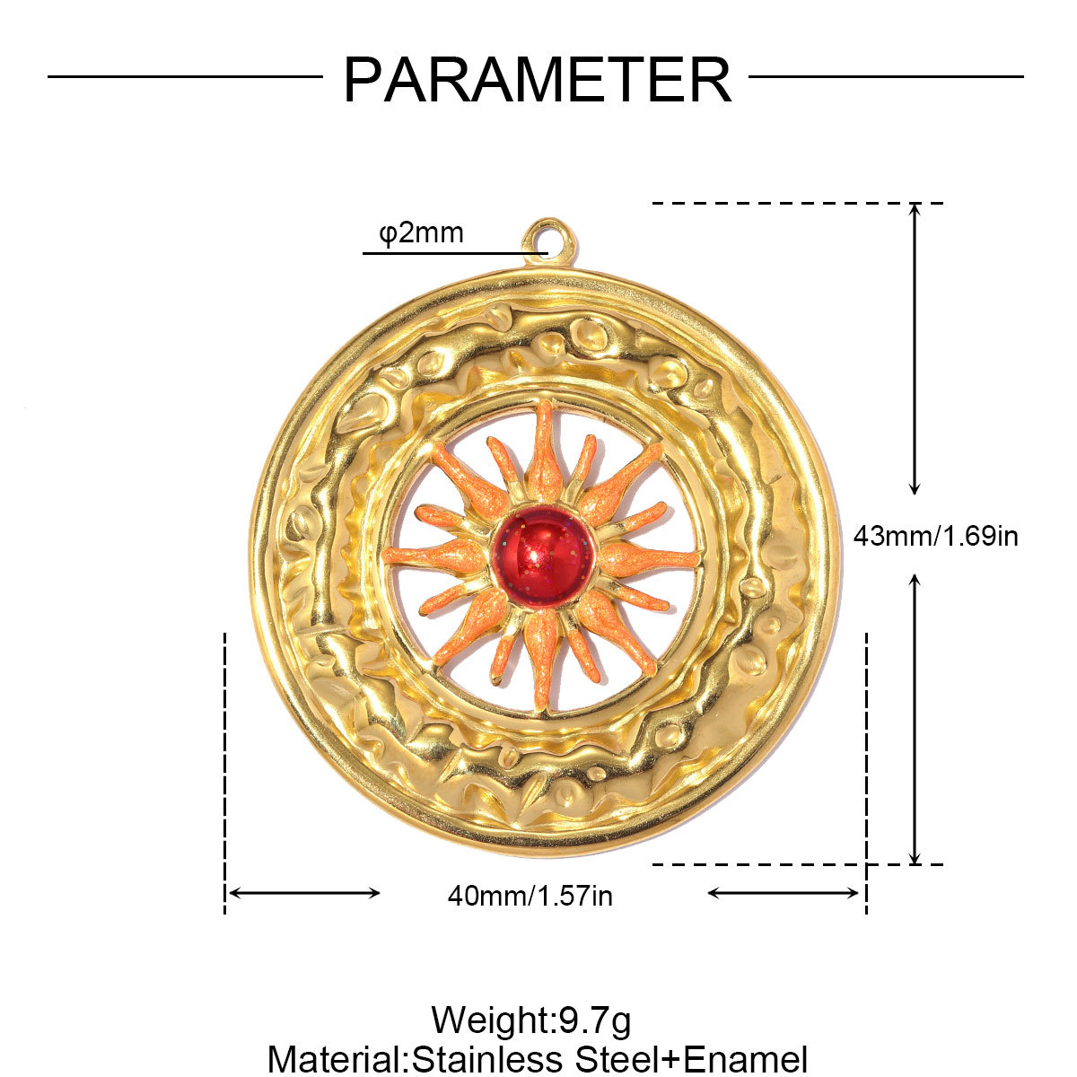 6pcs/pack Stainless Steel Enamel Evil Eye Cross DIY Earring Charms Natural Stone Sun Necklace Pendant Woman Flower Jewelry Wholesale