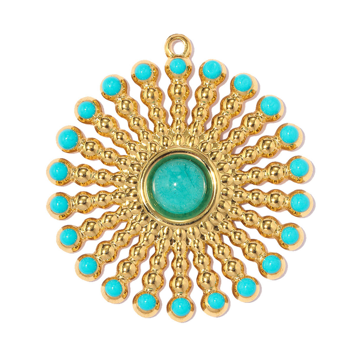 6pcs/pack Stainless Steel Enamel Evil Eye Cross DIY Earring Charms Natural Stone Sun Necklace Pendant Woman Flower Jewelry Wholesale