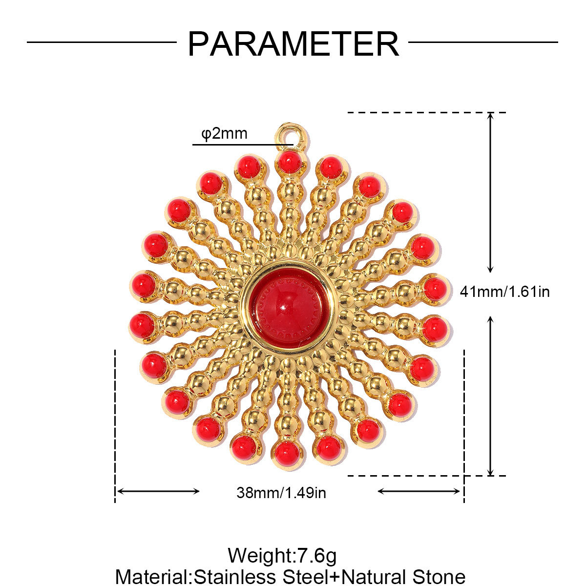 6pcs/pack Stainless Steel Enamel Evil Eye Cross DIY Earring Charms Natural Stone Sun Necklace Pendant Woman Flower Jewelry Wholesale