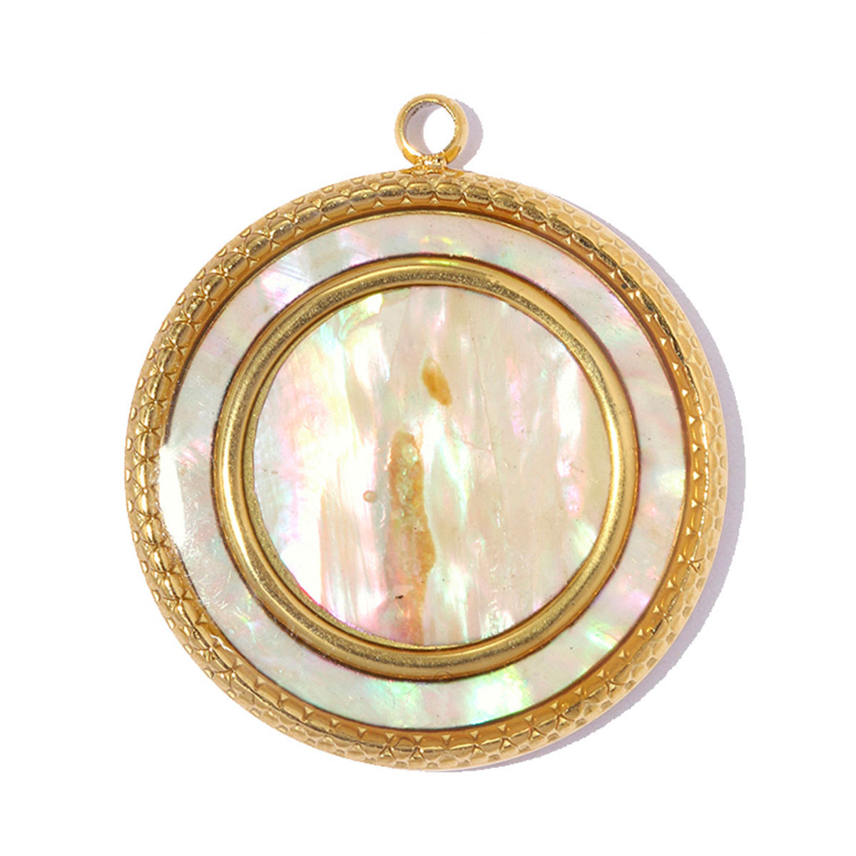 6pcs/pack Stainless Steel Zircon Small Square DIY Charms Abalone Shell Disc Necklace Pendant Woman ABS Pearl Sun Jewelry Wholesale