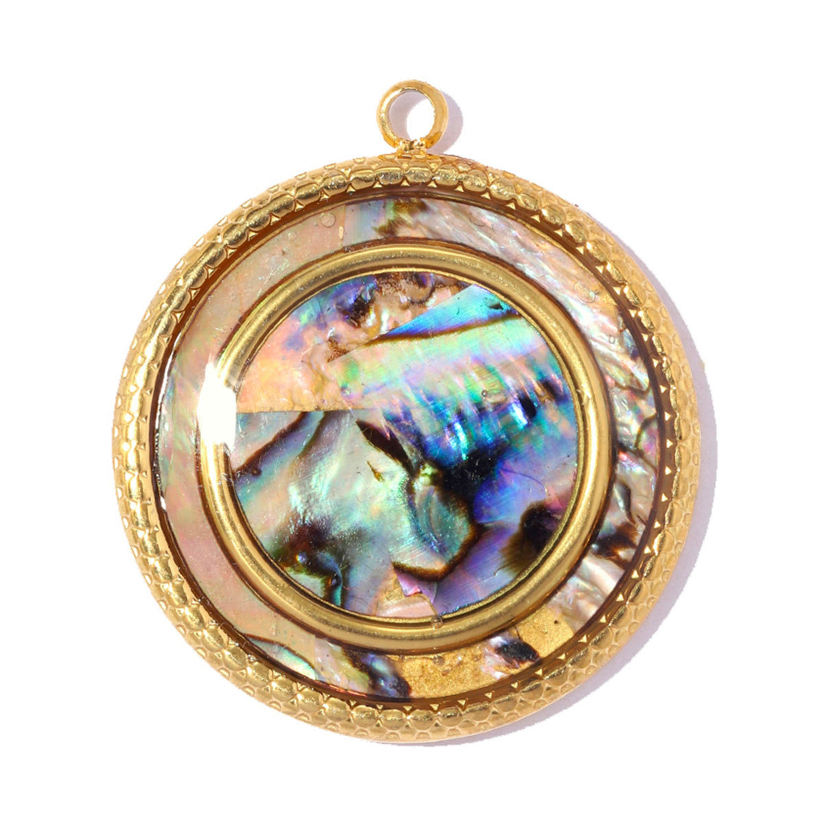 6pcs/pack Stainless Steel Zircon Small Square DIY Charms Abalone Shell Disc Necklace Pendant Woman ABS Pearl Sun Jewelry Wholesale