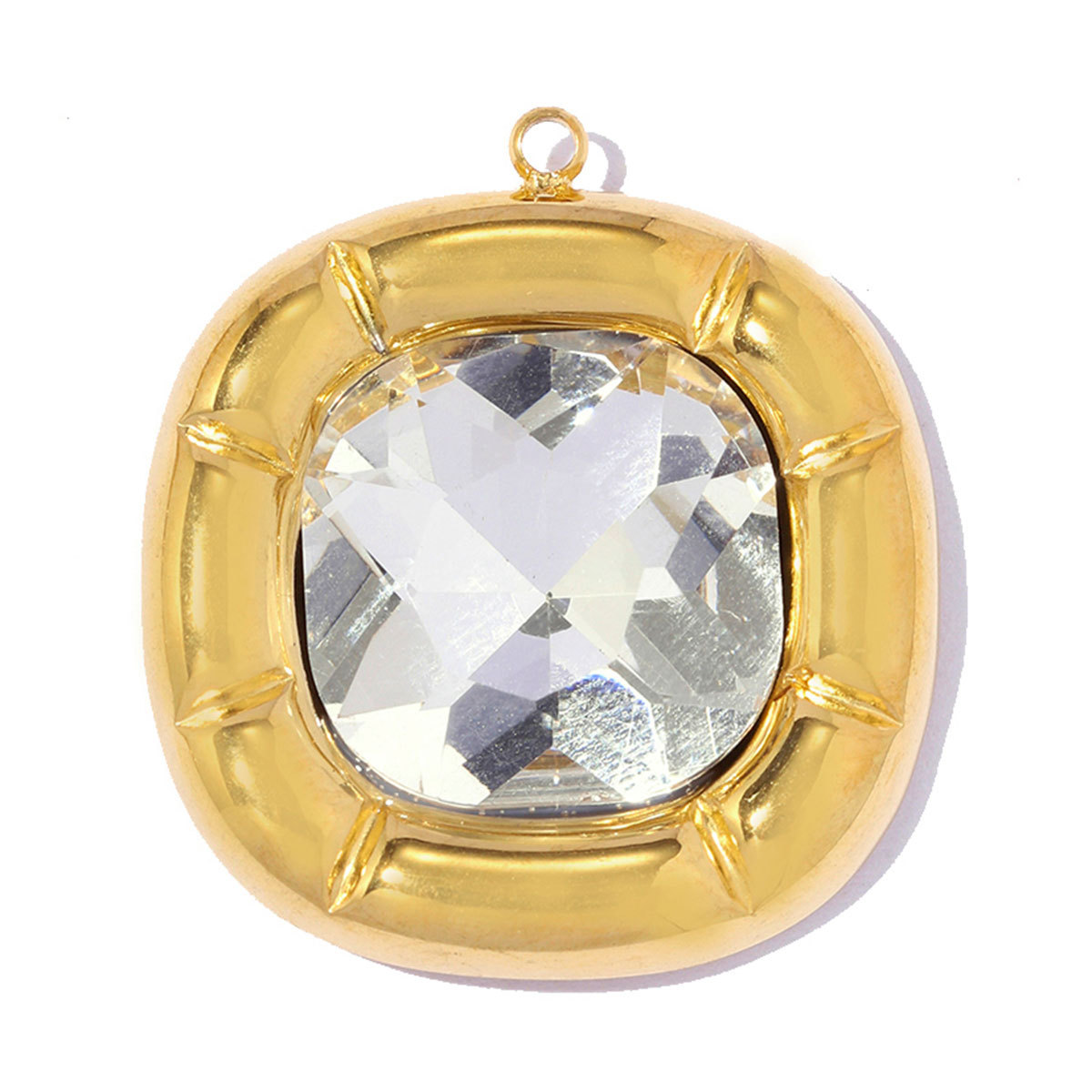 6pcs/pack Stainless Steel Zircon Small Square DIY Charms Abalone Shell Disc Necklace Pendant Woman ABS Pearl Sun Jewelry Wholesale