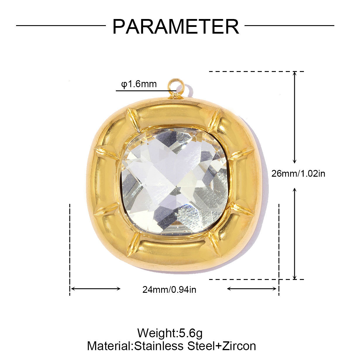 6pcs/pack Stainless Steel Zircon Small Square DIY Charms Abalone Shell Disc Necklace Pendant Woman ABS Pearl Sun Jewelry Wholesale