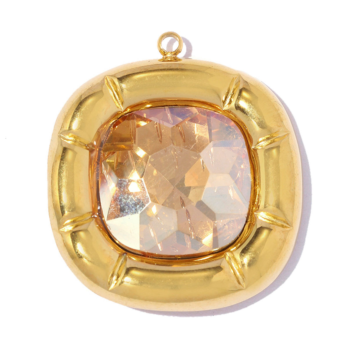 6pcs/pack Stainless Steel Zircon Small Square DIY Charms Abalone Shell Disc Necklace Pendant Woman ABS Pearl Sun Jewelry Wholesale