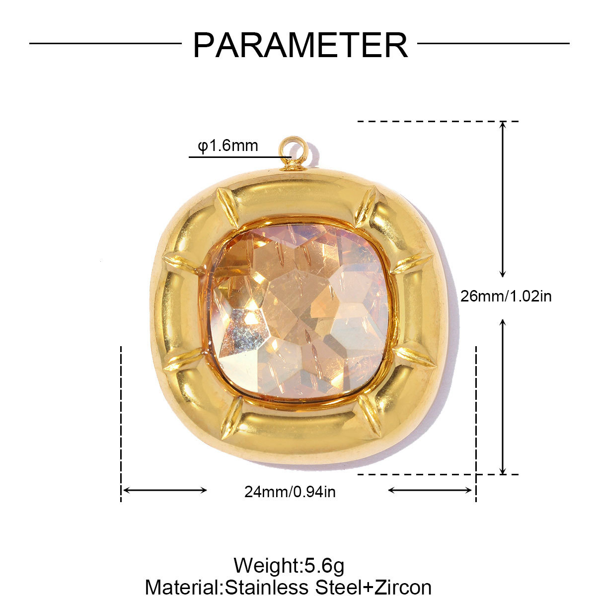 6pcs/pack Stainless Steel Zircon Small Square DIY Charms Abalone Shell Disc Necklace Pendant Woman ABS Pearl Sun Jewelry Wholesale