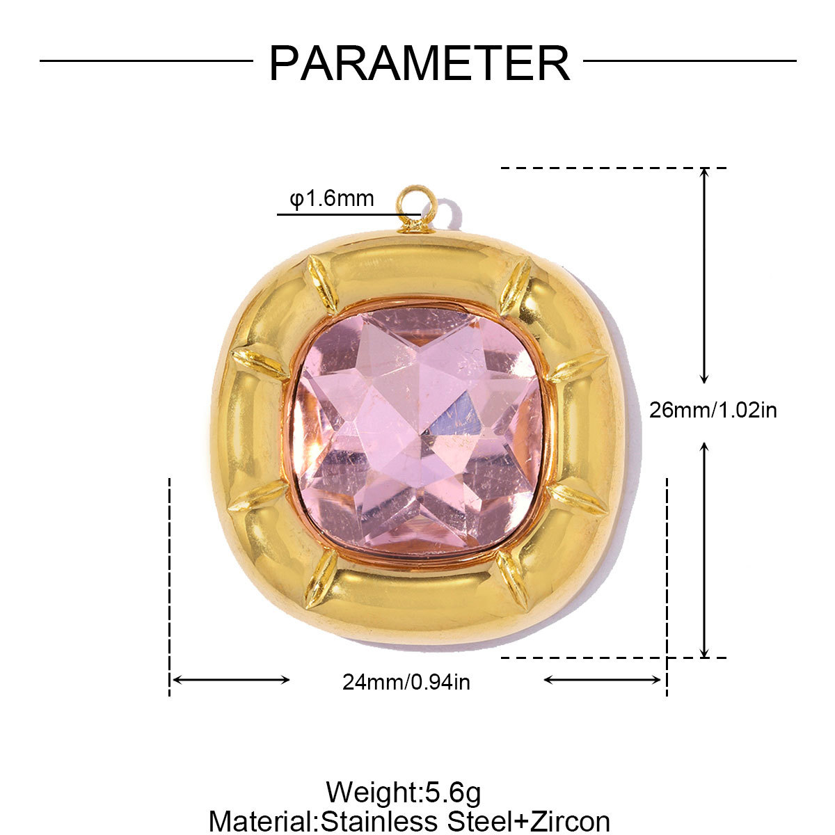 6pcs/pack Stainless Steel Zircon Small Square DIY Charms Abalone Shell Disc Necklace Pendant Woman ABS Pearl Sun Jewelry Wholesale