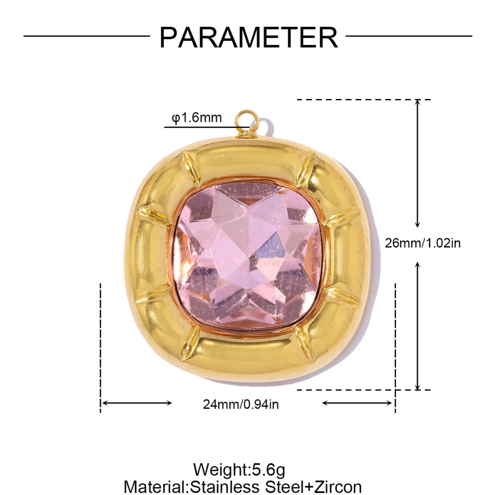 6pcs/pack Stainless Steel Zircon Small Square DIY Charms Abalone Shell Disc Necklace Pendant Woman ABS Pearl Sun Jewelry Wholesale