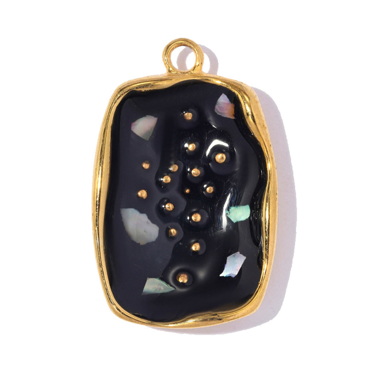 6pcs/pack Stainless Steel Zircon Small Square DIY Charms Abalone Shell Disc Necklace Pendant Woman ABS Pearl Sun Jewelry Wholesale