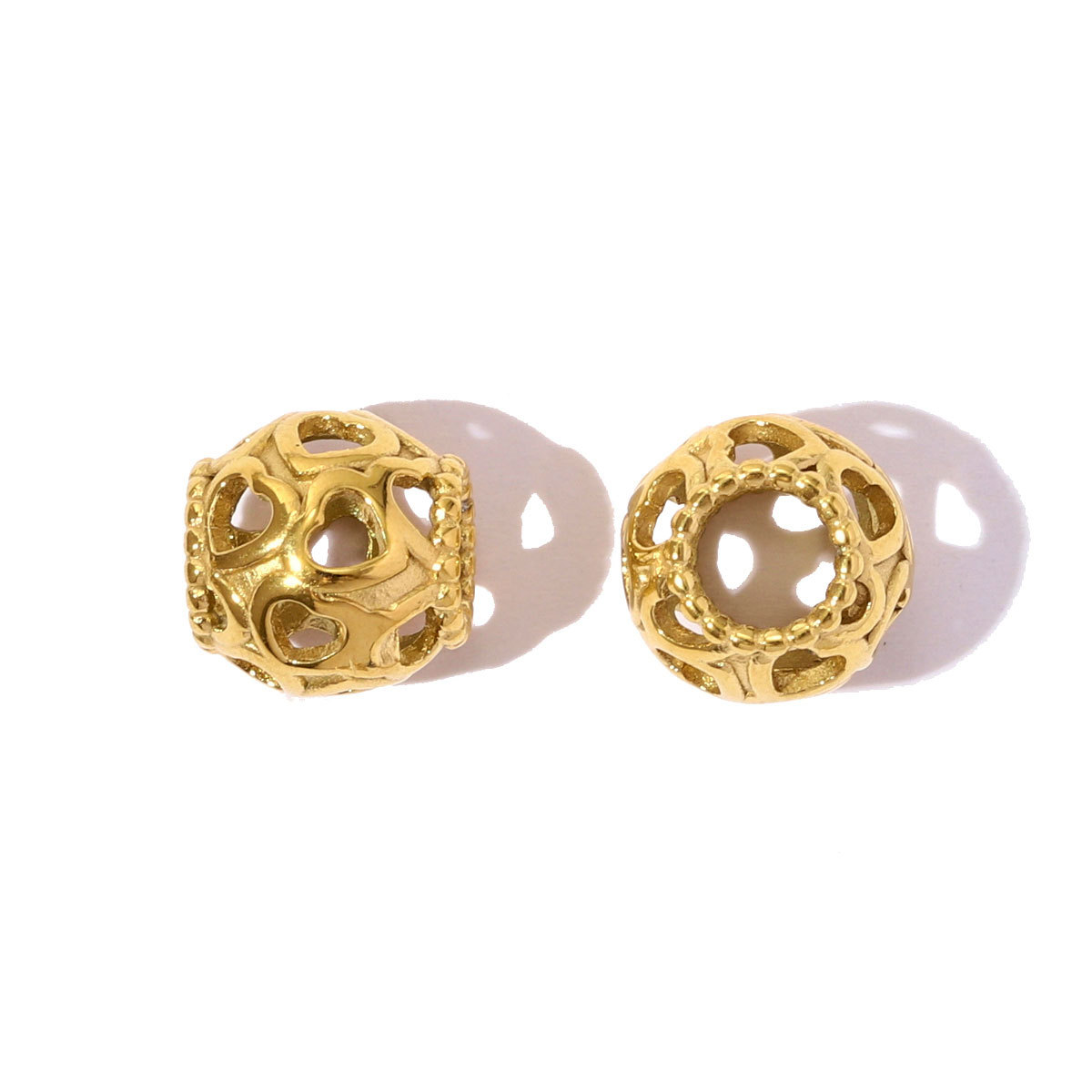 6pcs/pack Stainless Steel Hollow Flower Heart Spacer Bead Charms Buddha Head European Beads For Women DIY Bracelets Jewelry
