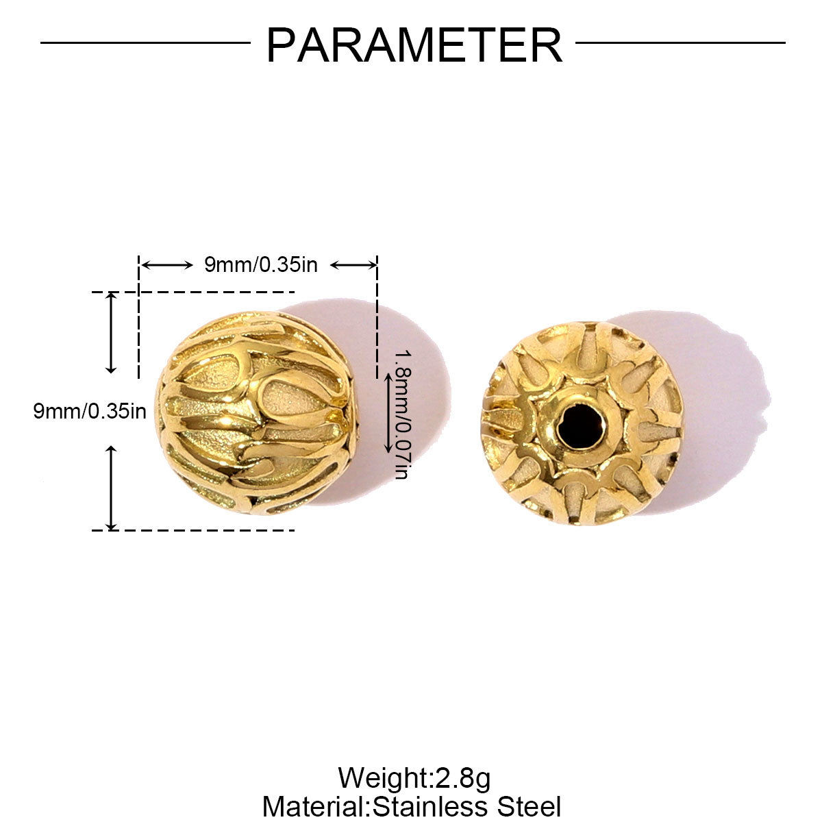 6pcs/pack Stainless Steel Hollow Flower Heart Spacer Bead Charms Buddha Head European Beads For Women DIY Bracelets Jewelry