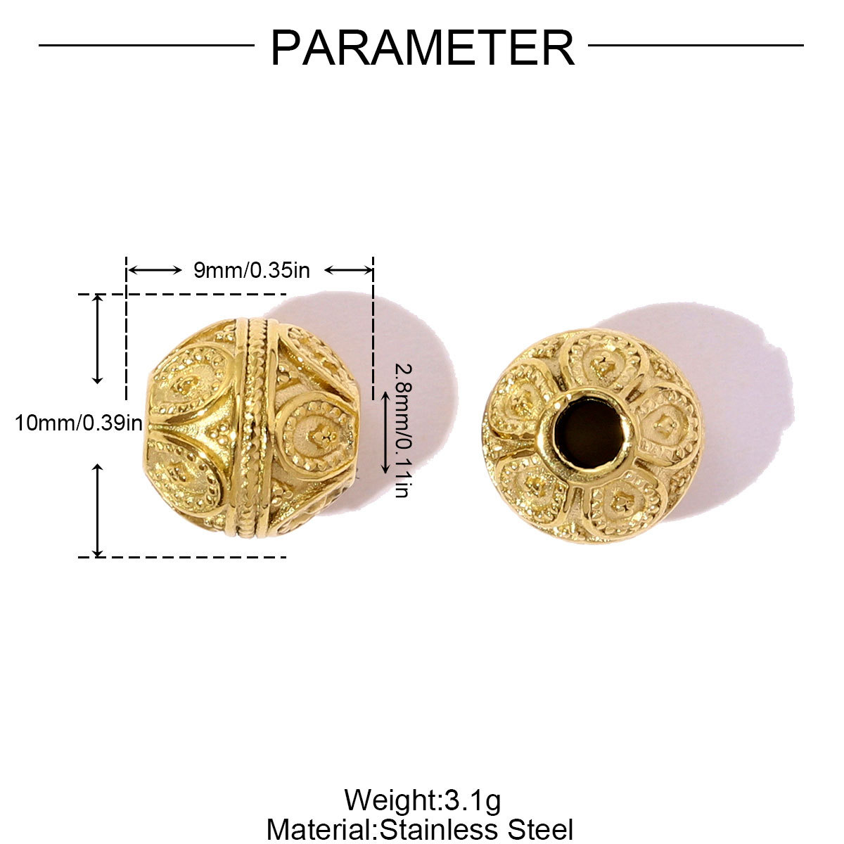 6pcs/pack Stainless Steel Hollow Flower Heart Spacer Bead Charms Buddha Head European Beads For Women DIY Bracelets Jewelry