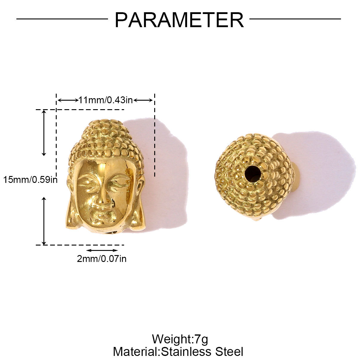 6pcs/pack Stainless Steel Hollow Flower Heart Spacer Bead Charms Buddha Head European Beads For Women DIY Bracelets Jewelry