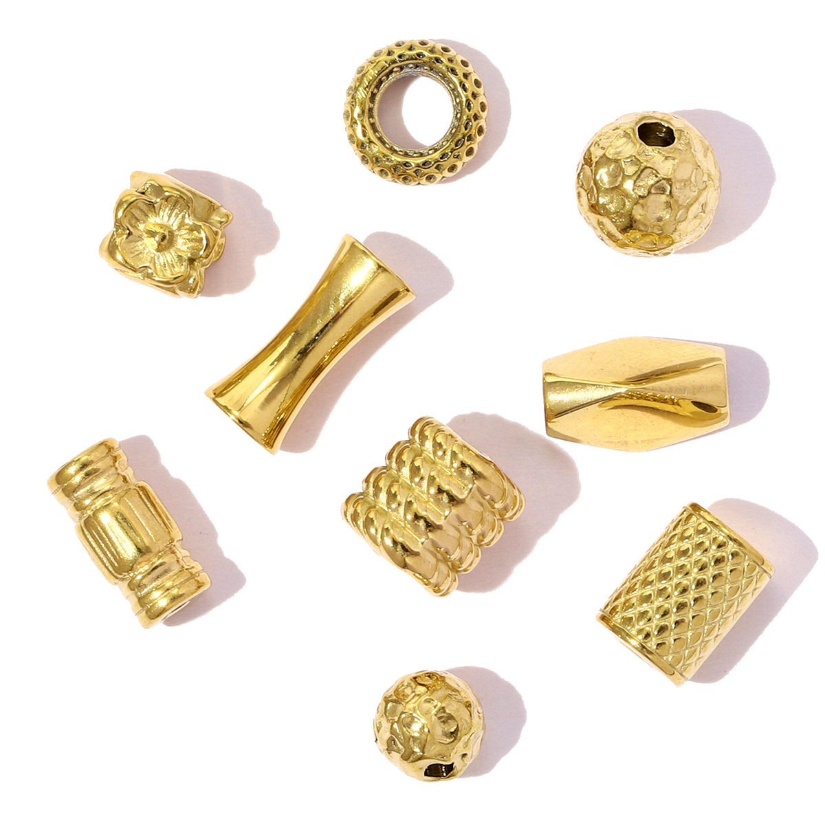 6pcs/pack Stainless Steel Round Ball Flower Spacer Bead Charms Geometric Cube European Beads For Women DIY Bracelets Jewelry