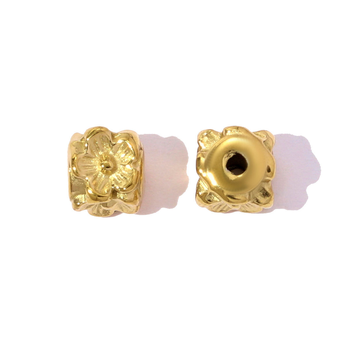 6pcs/pack Stainless Steel Round Ball Flower Spacer Bead Charms Geometric Cube European Beads For Women DIY Bracelets Jewelry