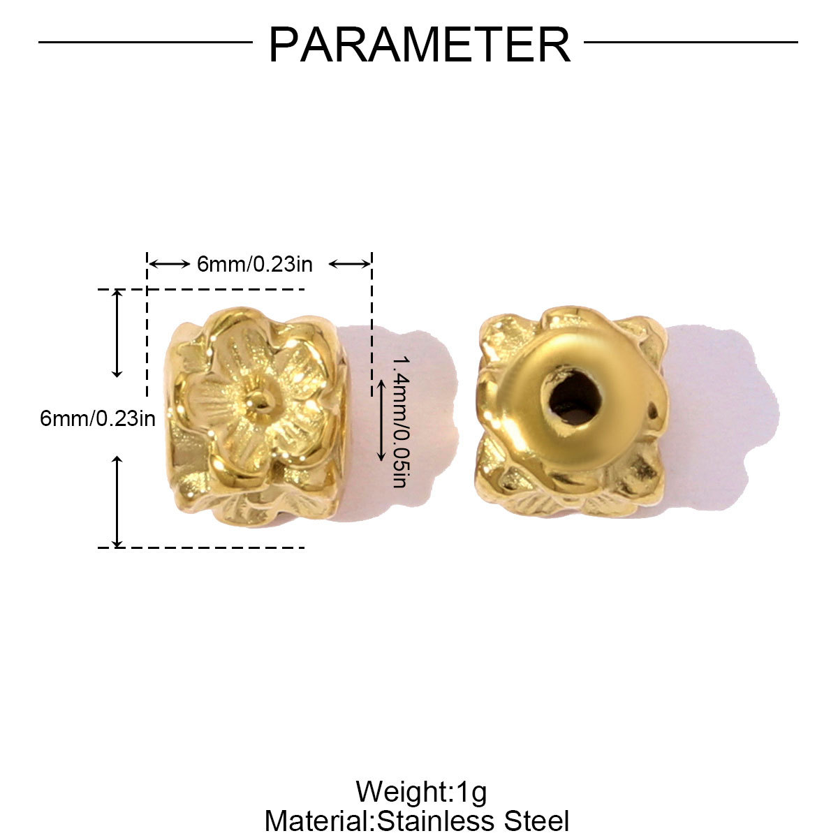 6pcs/pack Stainless Steel Round Ball Flower Spacer Bead Charms Geometric Cube European Beads For Women DIY Bracelets Jewelry