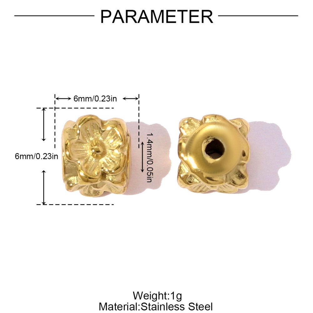 6pcs/pack Stainless Steel Round Ball Flower Spacer Bead Charms Geometric Cube European Beads For Women DIY Bracelets Jewelry