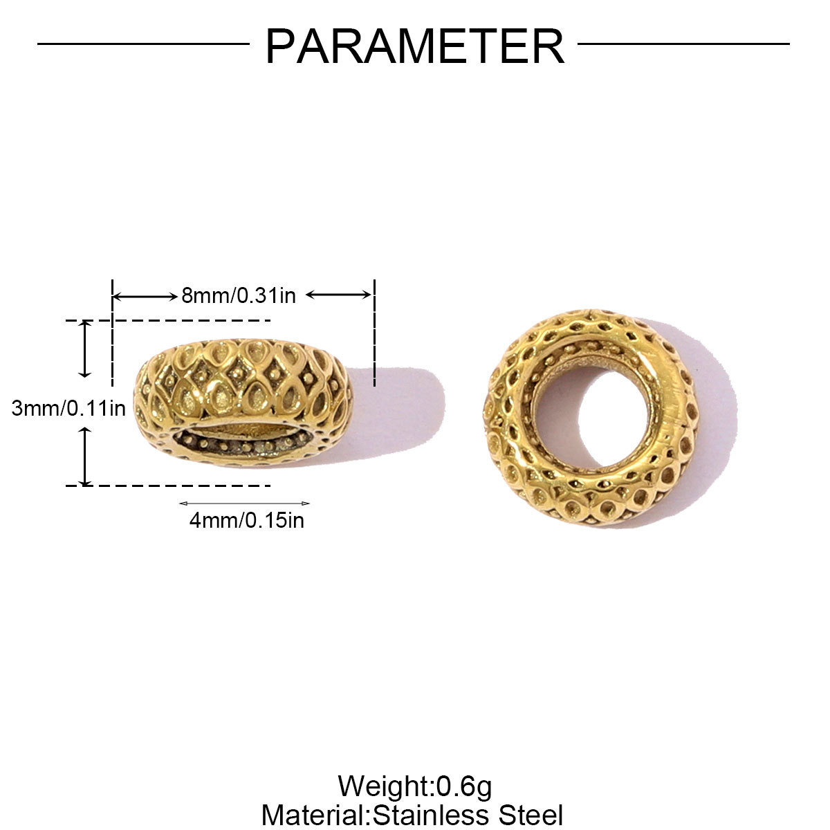 6pcs/pack Stainless Steel Round Ball Flower Spacer Bead Charms Geometric Cube European Beads For Women DIY Bracelets Jewelry