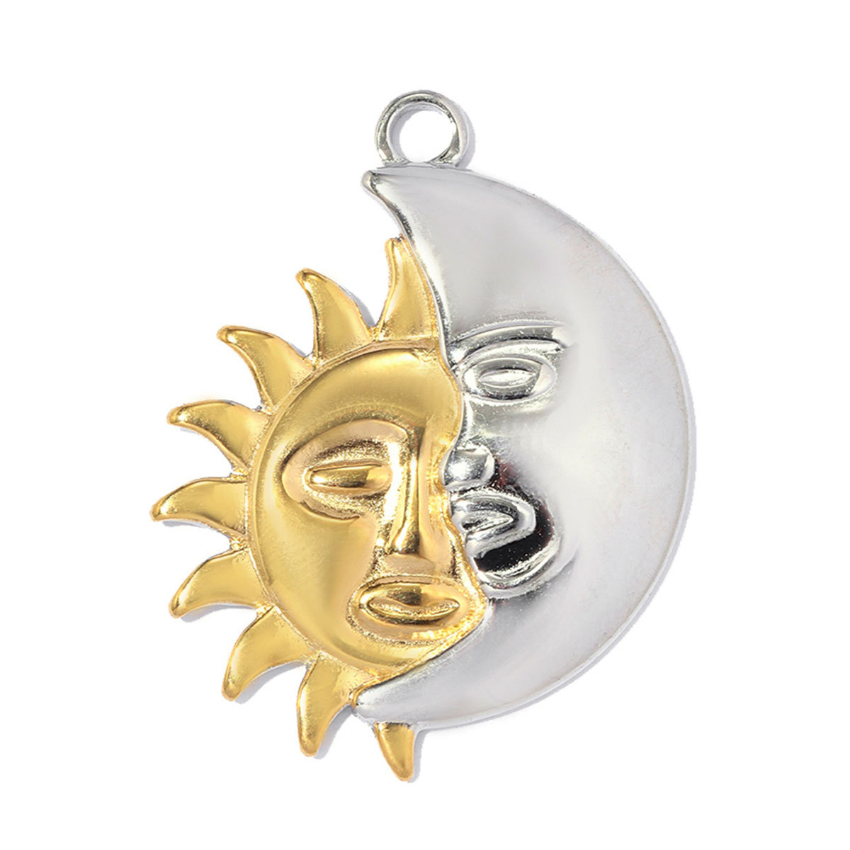 6pcs/pack Stainless Steel Two Tone Sun Moon DIY Charms Ladybug Heart Flower Necklace Pendant Woman Waterdrop Jewelry Wholesale
