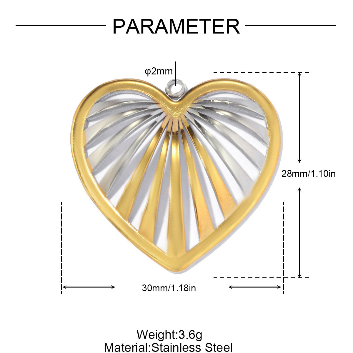 6pcs/pack Stainless Steel Two Tone Sun Moon DIY Charms Ladybug Heart Flower Necklace Pendant Woman Waterdrop Jewelry Wholesale